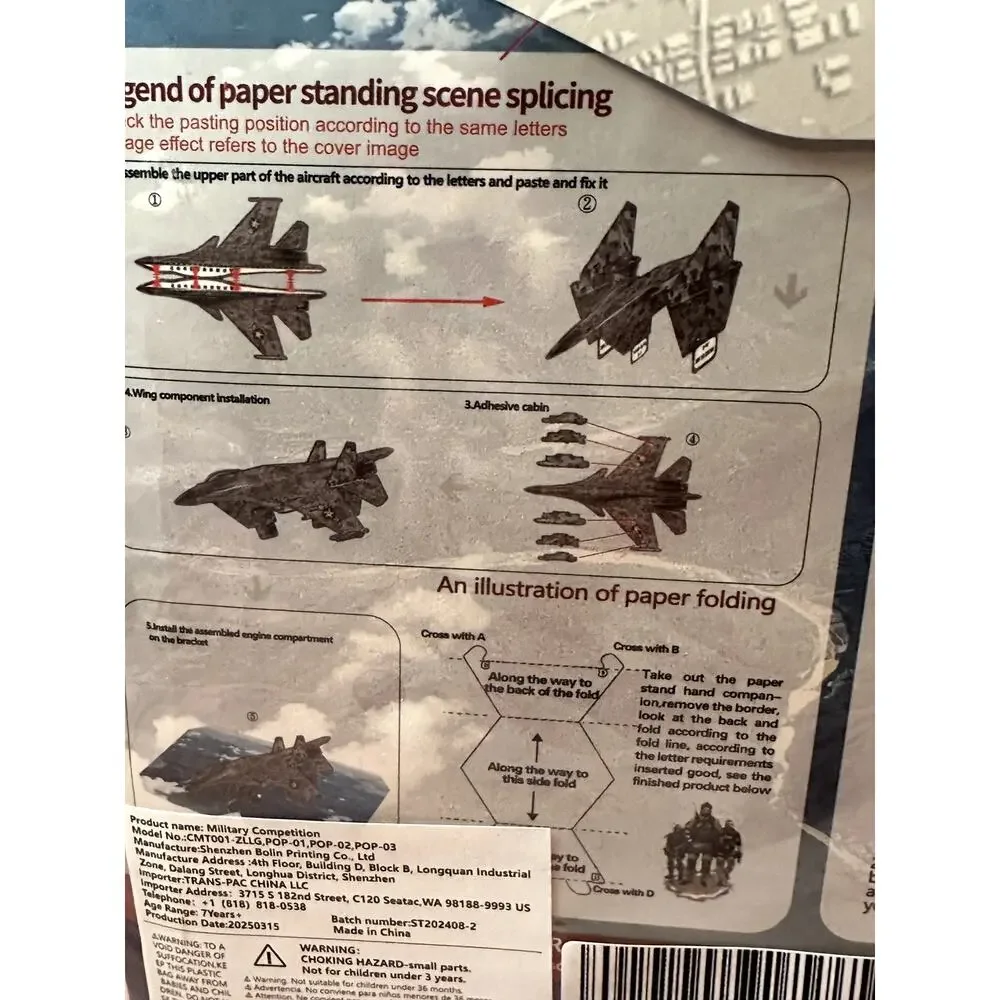 Military Enthusiasts 3 in 1 Pop Up Card, Fighter Jets 10 Pcs 8.5x10.6 Inches New